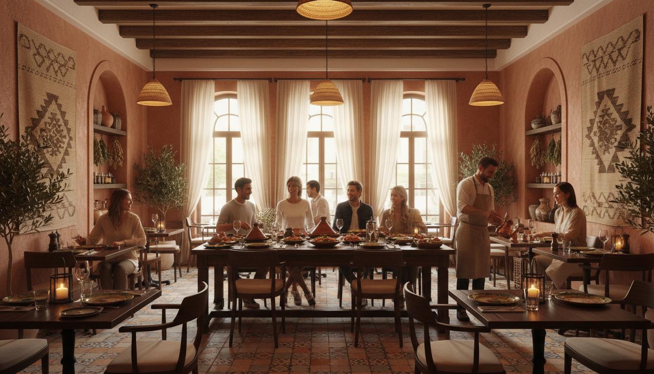 A busy restaurant dining room
