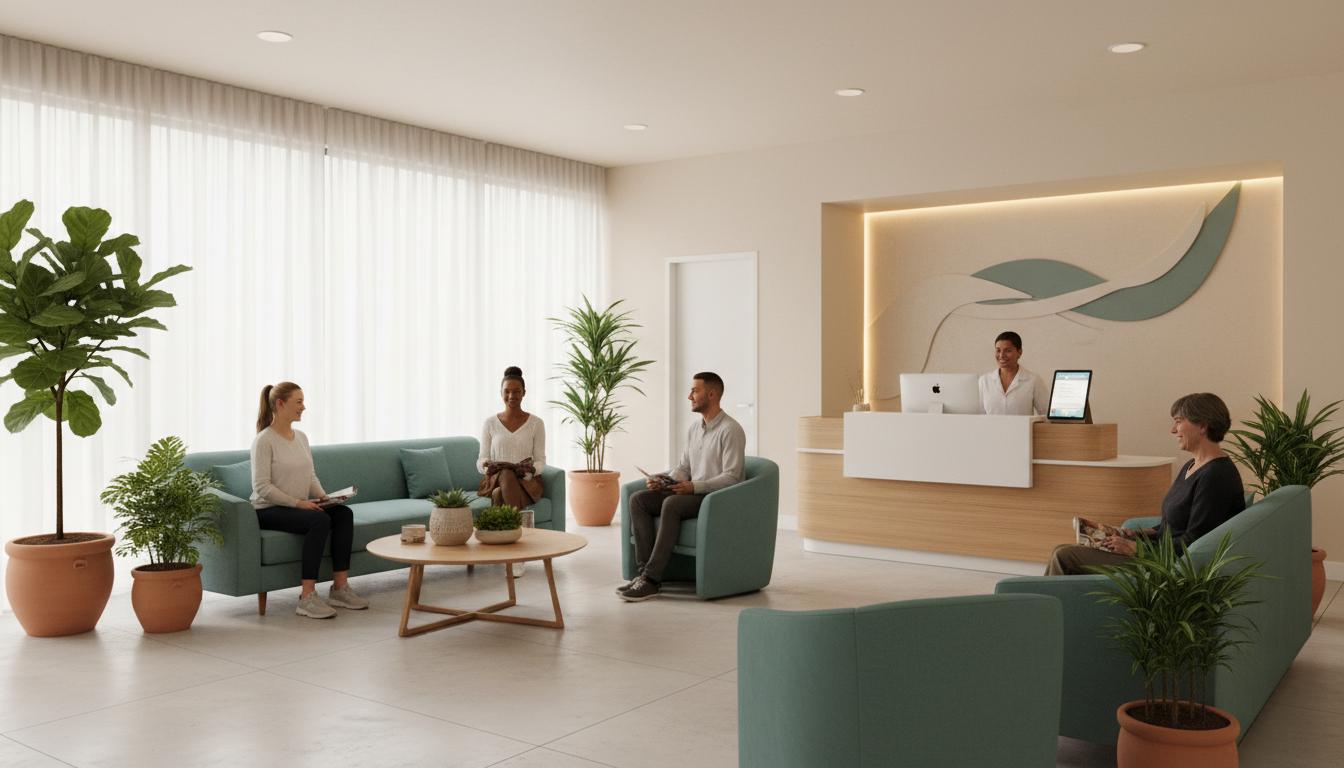 Clinic reception supported by a Talkys agent